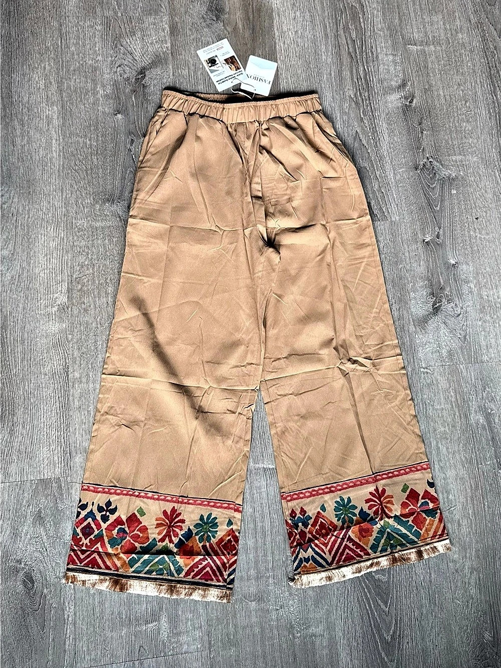 FASHON Wide Leg Printed Hem Pants NWT - Picture 3 of 11